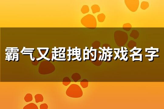 霸气又超拽的游戏名字(共596个)