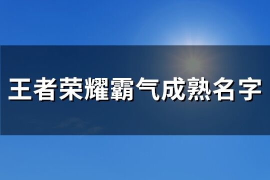 王者荣耀霸气成熟名字(192个)