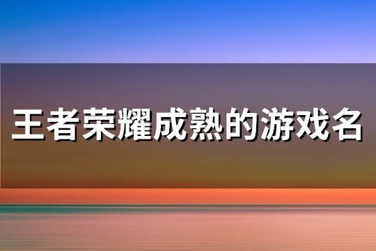 王者荣耀成熟的游戏名(共227个)