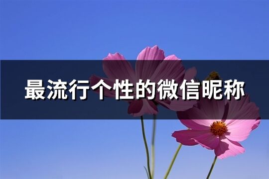 最流行个性的微信昵称(优选850个)