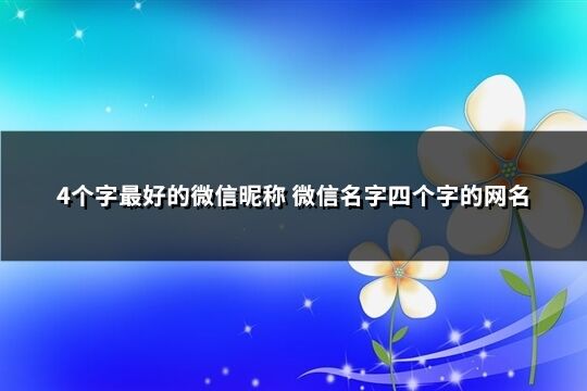 4个字最好的微信昵称 微信名字四个字的网名(优选836个)