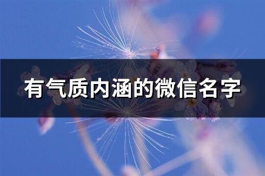 有气质内涵的微信名字(共588个)