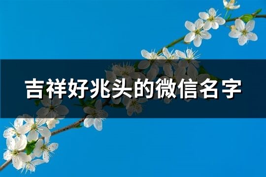 吉祥好兆头的微信名字(优选636个)