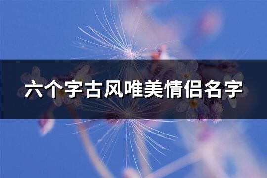 六个字古风唯美情侣名字(精选219个)