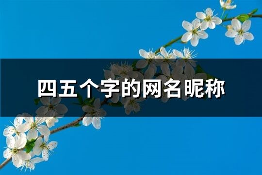 四五个字的网名昵称(精选334个)