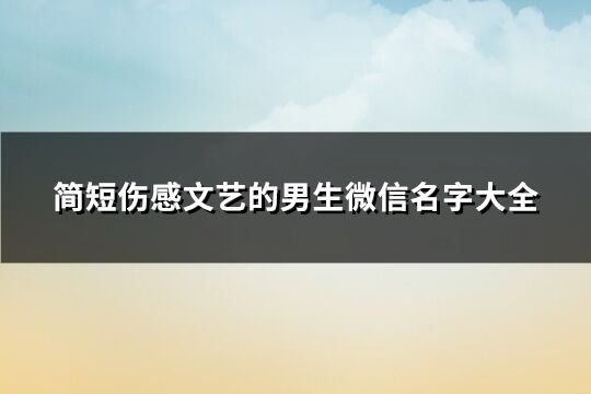 简短伤感文艺的男生微信名字大全(304个)