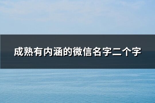 成熟有内涵的微信名字二个字(共543个)