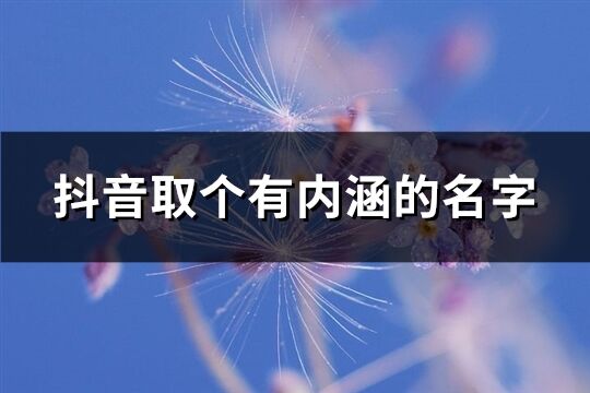 抖音取个有内涵的名字(精选568个)