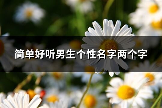 简单好听男生个性名字两个字(优选415个)