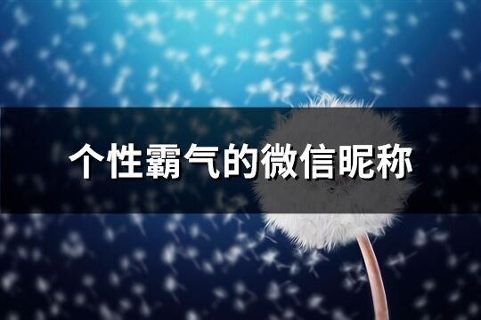 个性霸气的微信昵称(共577个)