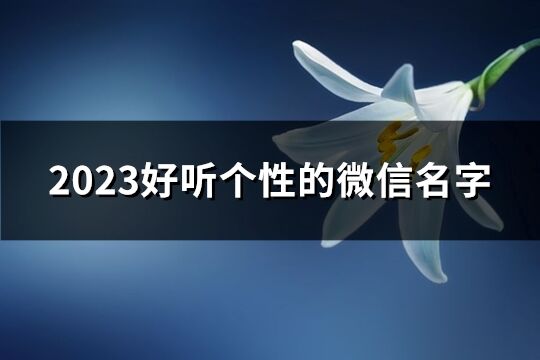 2023好听个性的微信名字(4383个)