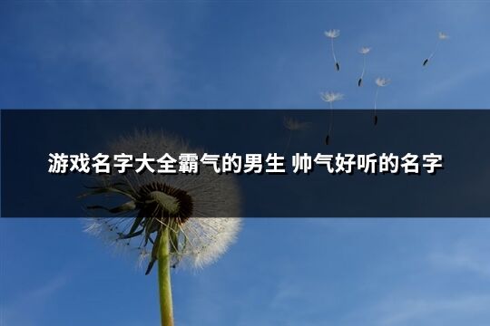 游戏名字大全霸气的男生 帅气好听的名字(共579个)