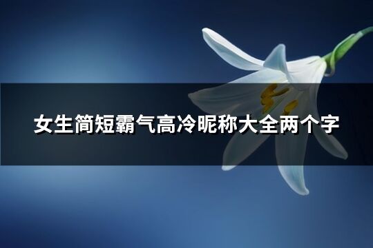 女生简短霸气高冷昵称大全两个字(共162个)