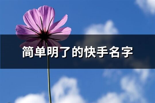 简单明了的快手名字(共363个)