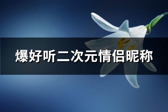 爆好听二次元情侣昵称(112个)