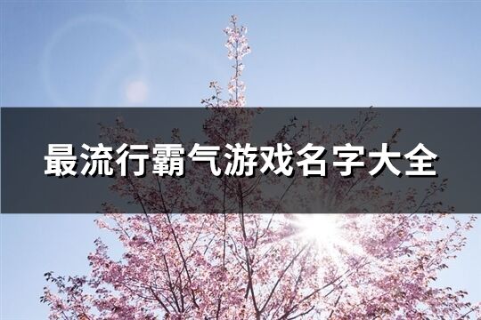 最流行霸气游戏名字大全(395个)