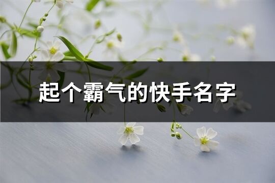 起个霸气的快手名字(精选268个)