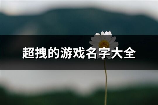 超拽的游戏名字大全(精选955个)