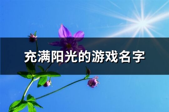 充满阳光的游戏名字(精选315个)