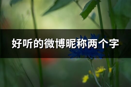 好听的微博昵称两个字(优选971个)