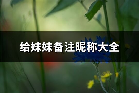 给妹妹备注昵称大全(75个)