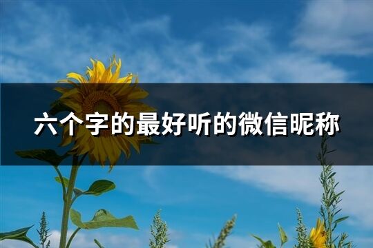 六个字的最好听的微信昵称(精选329个)