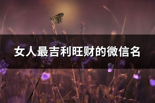 女人最吉利旺财的微信名(521个)