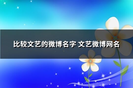 比较文艺的微博名字 文艺微博网名(精选655个)