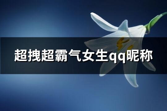 超拽超霸气女生qq昵称(精选547个)