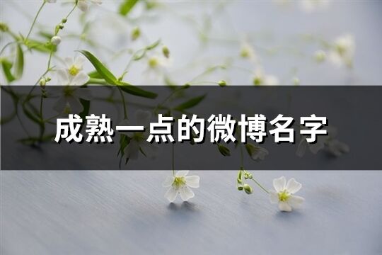 成熟一点的微博名字(201个)