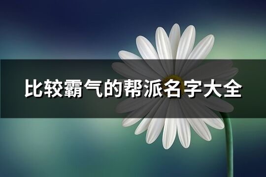 比较霸气的帮派名字大全(精选368个)