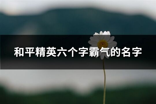 和平精英六个字霸气的名字(优选392个)