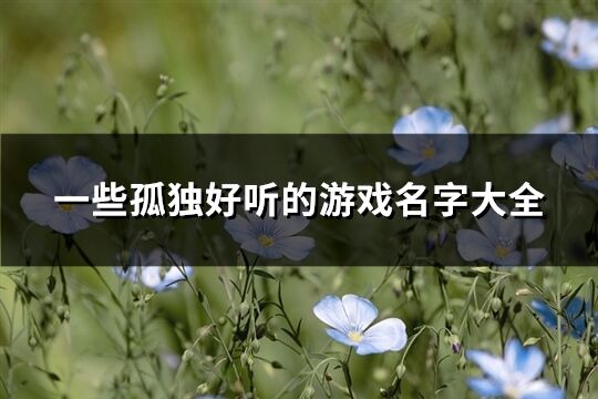 一些孤独好听的游戏名字大全(共341个)