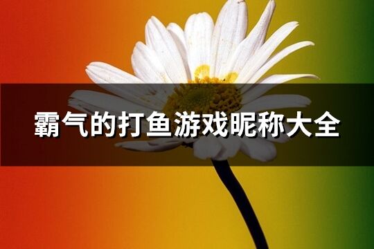 霸气的打鱼游戏昵称大全(共289个)