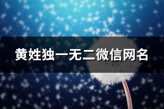 黄姓独一无二微信网名(130个)