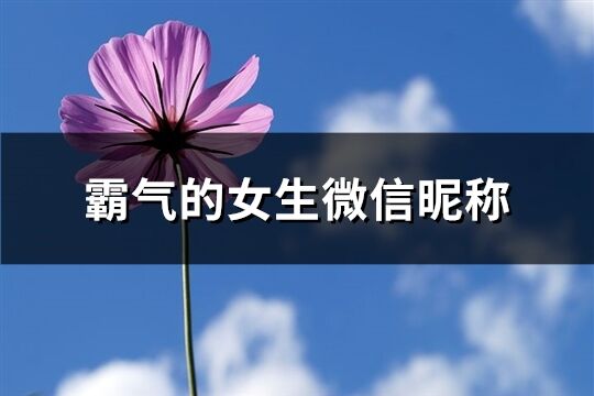 霸气的女生微信昵称(优选397个)