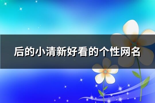 后的小清新好看的个性网名(优选888个)