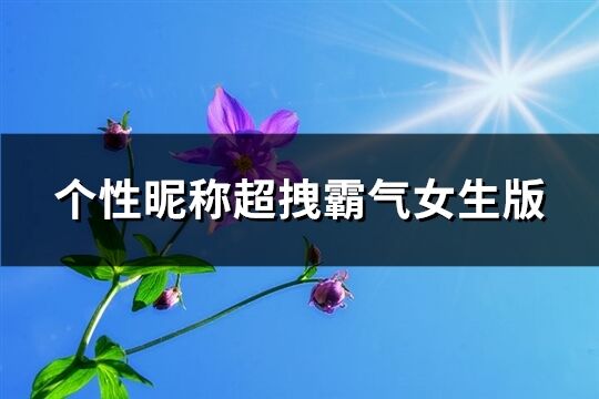 个性昵称超拽霸气女生版(精选175个)