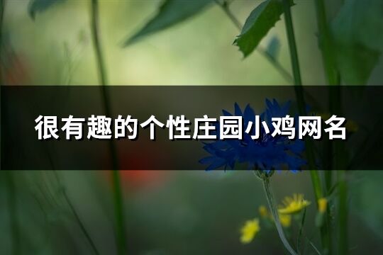 很有趣的个性庄园小鸡网名(共117个)