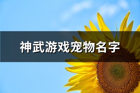 神武游戏宠物名字(优选235个)