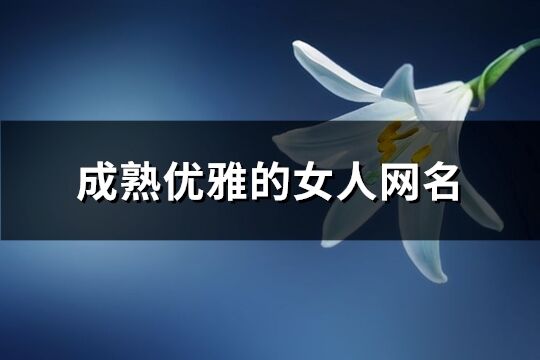 成熟优雅的女人网名(441个)