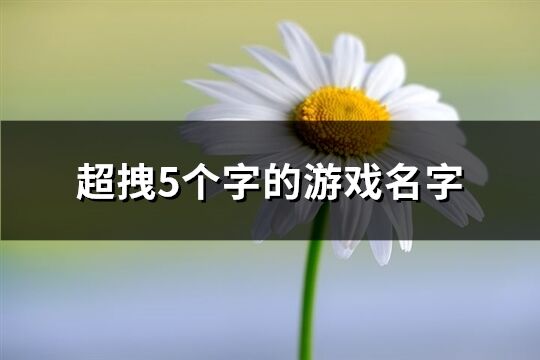 超拽5个字的游戏名字(优选583个)