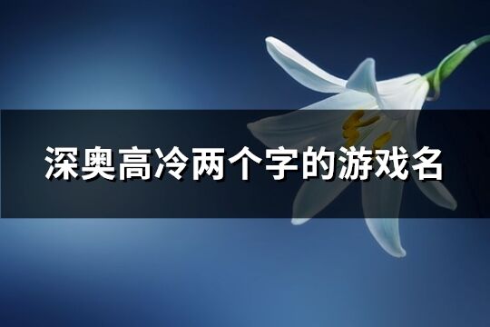 深奥高冷两个字的游戏名(1003个)