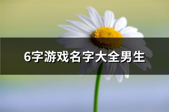 6字游戏名字大全男生(优选473个)