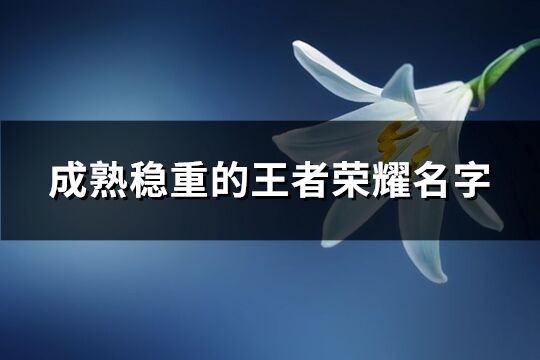 成熟稳重的王者荣耀名字(优选350个)