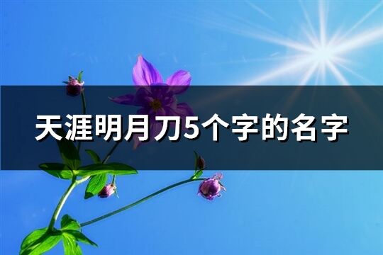 天涯明月刀5个字的名字(415个)