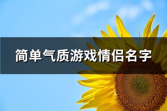 简单气质游戏情侣名字(优选89个)