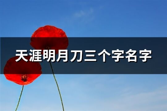 天涯明月刀三个字名字(共377个)