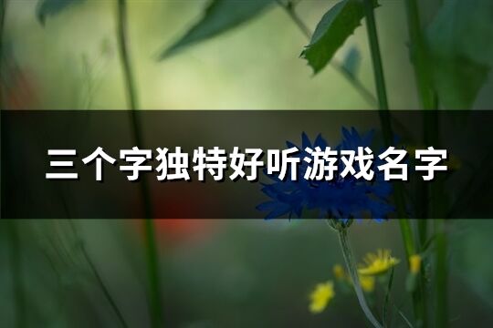 三个字独特好听游戏名字(精选872个)