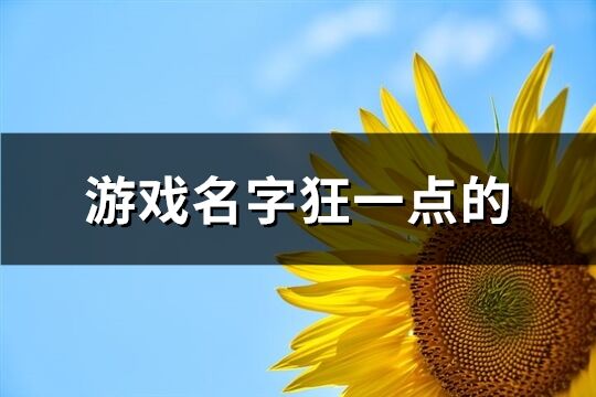 游戏名字狂一点的(优选179个)